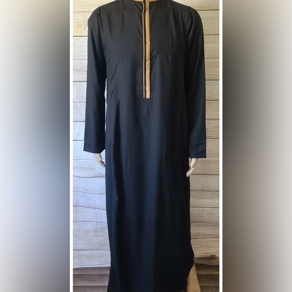 AL-FAIZAN Business Series  Men Arabic Thobe Crew Stand Collar Kaftan Robe 62M